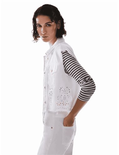 Pennyblack - Gilet con ricami sangallo bianco