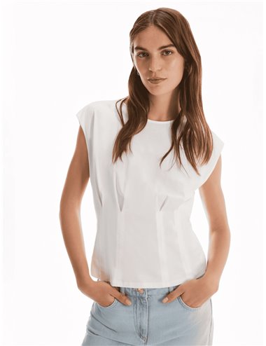 Pennyblack - T-shirt in cotone con pinces bianco