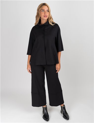 Jurere - Giacca in jersey punto Milano con maniche tre quarti nero