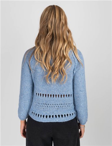 Frida Madè - Maglia con micro  paillettes azzurro