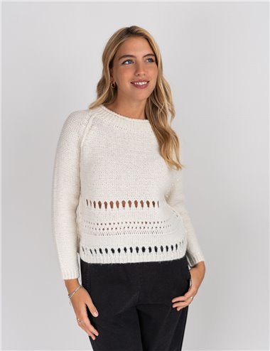 Frida Madè - Maglia con micro  paillettes bianco