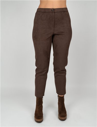 Persona - Pantaloni slim in jersey marrone