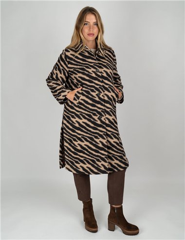 Persona - Cappotto in jersey jacquard marrone