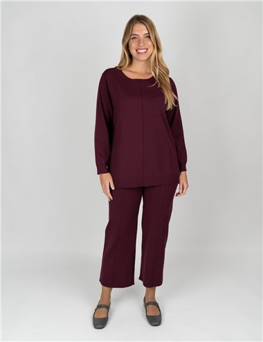 Persona - Pantaloni ampi in viscosa bordeaux