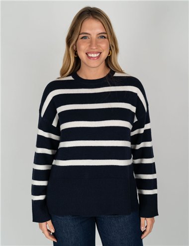 Persona - Maglia boxi in pura lana blu