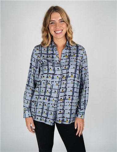 Gaia Life - Camicia in viscosa stampata azzurra