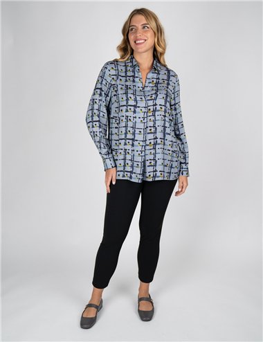 Gaia Life - Camicia in viscosa stampata azzurra