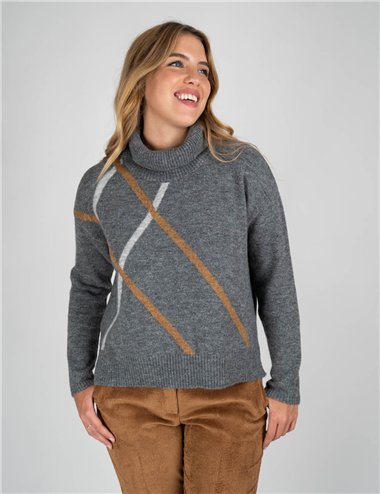 Gaia Life - Maglia a dolcevita lurex grigio