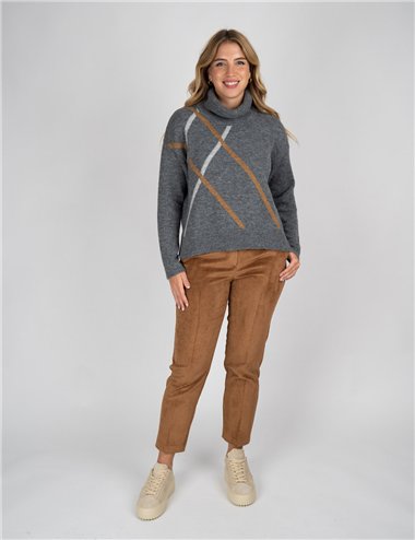 Gaia Life - Maglia a dolcevita lurex grigio