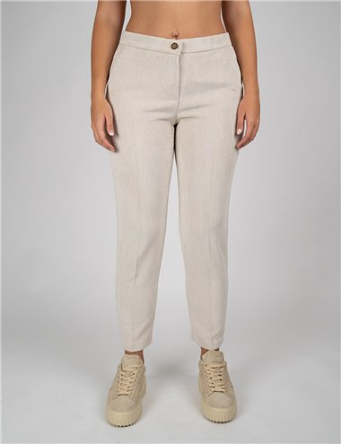 Gaia Life - Pantalone in velluto a coste elaticizzato panna