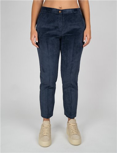 Gaia Life - Pantalone in velluto a coste elaticizzato blu