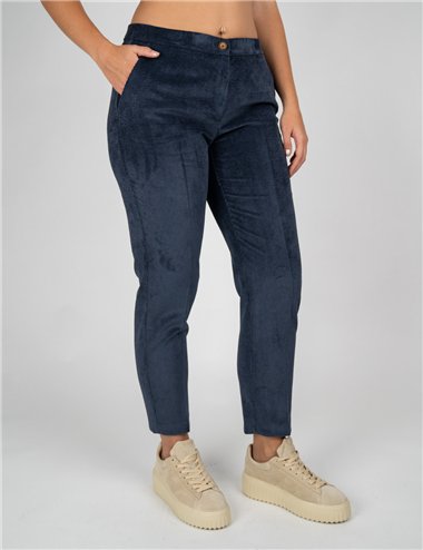 Gaia Life - Pantalone in velluto a coste elaticizzato blu