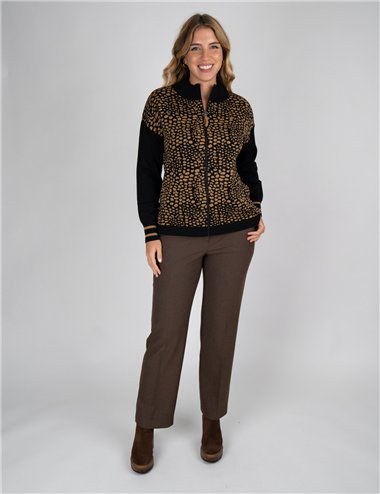 Gaia Life - Pantalone in tessuto stretch in fantasia marrone