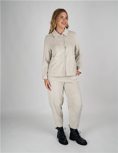 Jurere - Pantalone in velluto a coste stretch panna