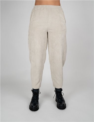 Jurere - Pantalone in velluto a coste stretch panna