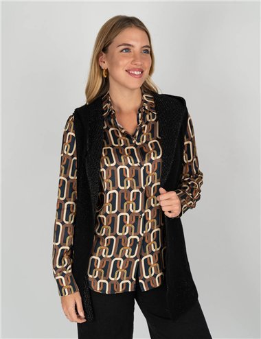 Frida Madè - Gilet in maglia aperto con cappuccio nero