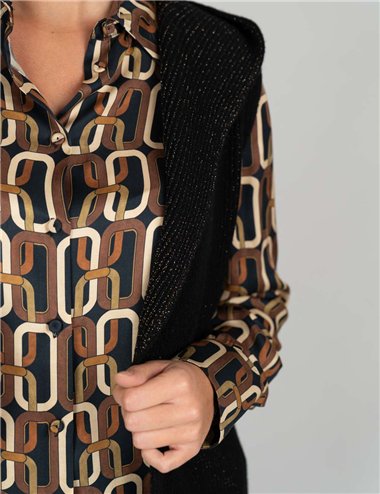 Frida Madè - Gilet in maglia aperto con cappuccio nero