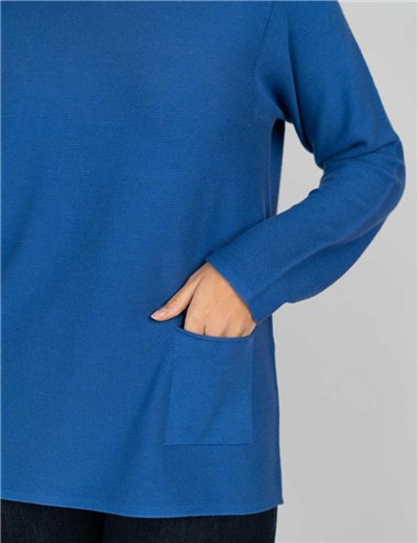 Barbara Lebek - Maglia girocollo con taschino bluette