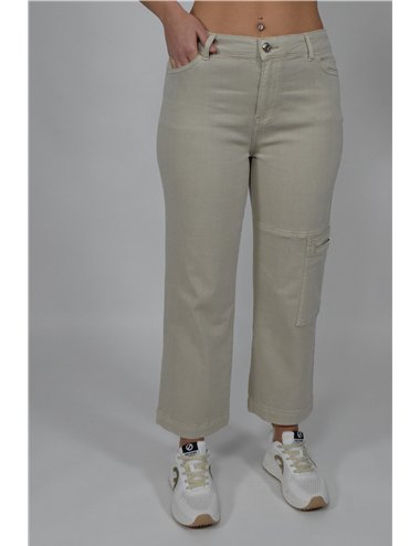 Elena Mirò - Pantaloni cargo in bull stretch beige