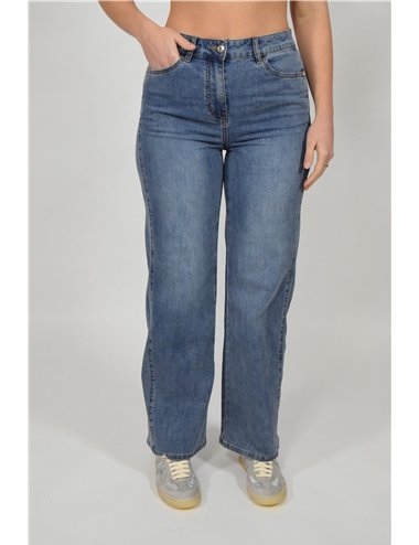 Elena Mirò - Jeans 5 tasche mid wide leg blu