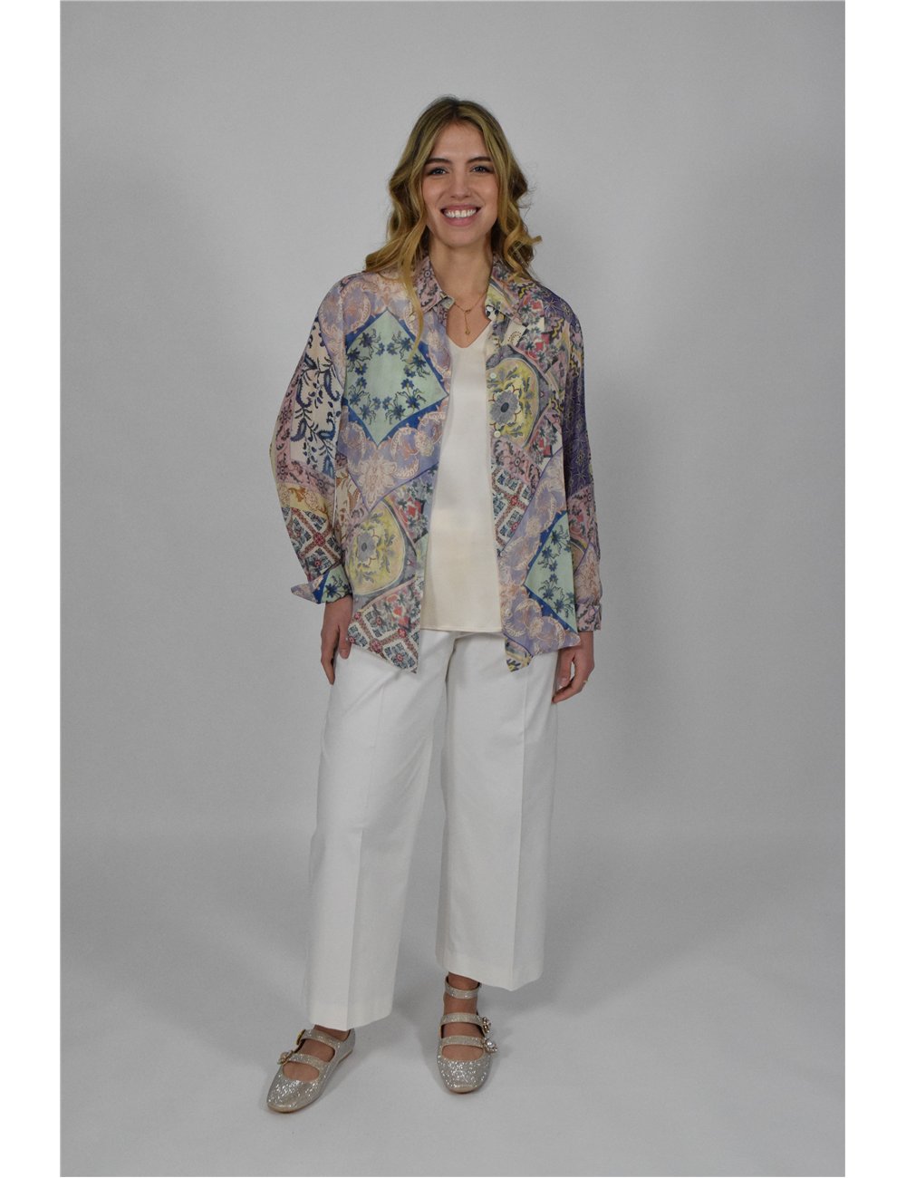 Elena Mirò - Camicia stampata viola