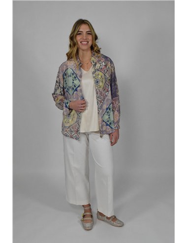 Elena Mirò - Pantaloni cropped in gabardina bianco