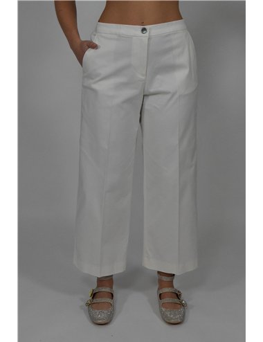 Elena Mirò - Pantaloni cropped in gabardina bianco