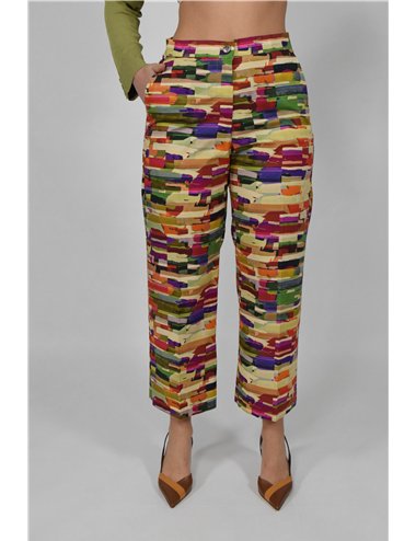 Elena Mirò - Pantaloni cropped stampati beige