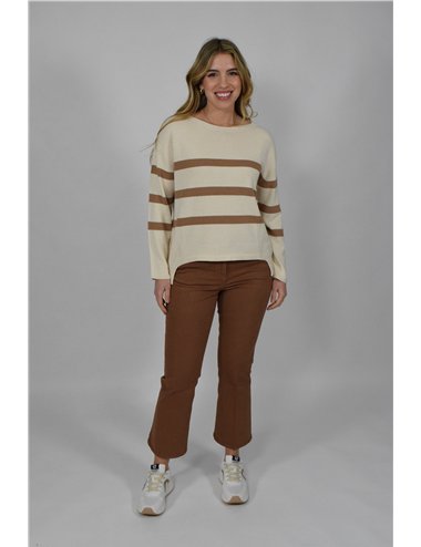 Persona - Pantaloni flare in drill di cotone cammello