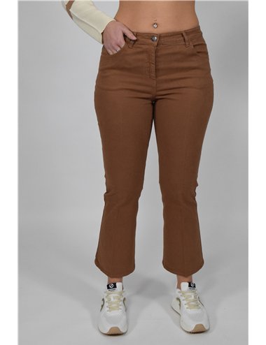 Persona - Pantaloni flare in drill di cotone cammello