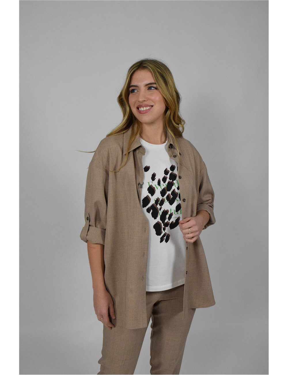 Persona - Camicia in popeline beige
