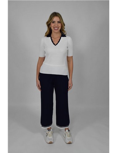 Persona - Pantaloni in viscosa a coste blu