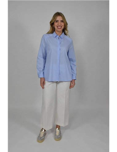 Gaia Life - Camicia in popeline rigata azzurro