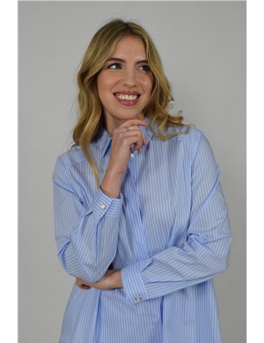 Gaia Life - Camicia in popeline rigata azzurro