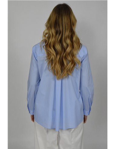 Gaia Life - Camicia in popeline rigata azzurro