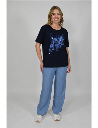 Gaia Life - Pantalone in tencel con elastico in vita azzurro