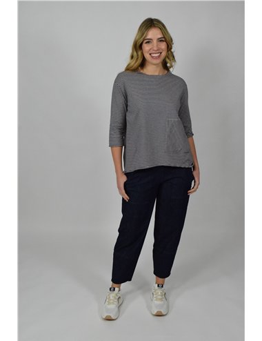 Jurerê - Pantalone jeans baloon stretch con tasche applicate blu