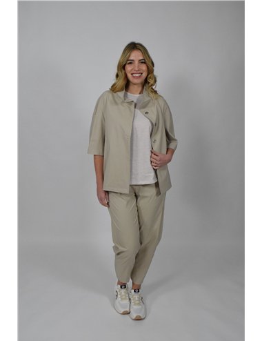 Jurerê - Pantaloni baloon stretch con elastico inserito in vita beige
