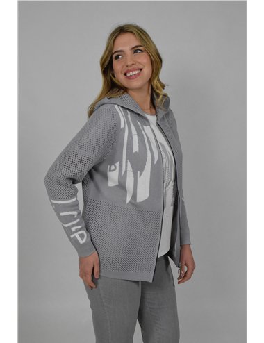 Barbara Lebek - Maglia traforata con cappuccio grigio